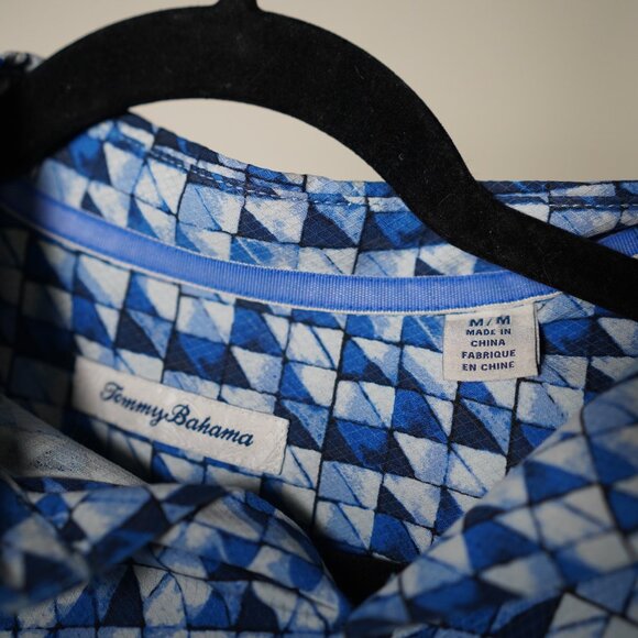 Tommy Bahama Silk Button Down - Blue Geometric - Picture 4 of 5